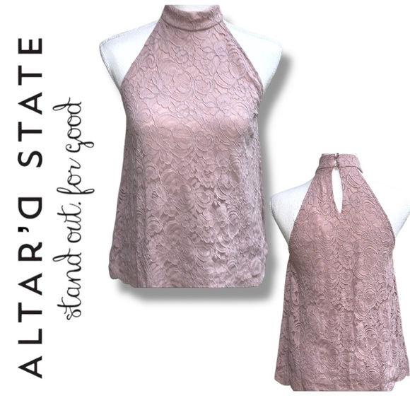 NWT Altr’d State Dusty Rose Mauve Galoon Lace Swing Halter Size Small - Picture 1 of 12